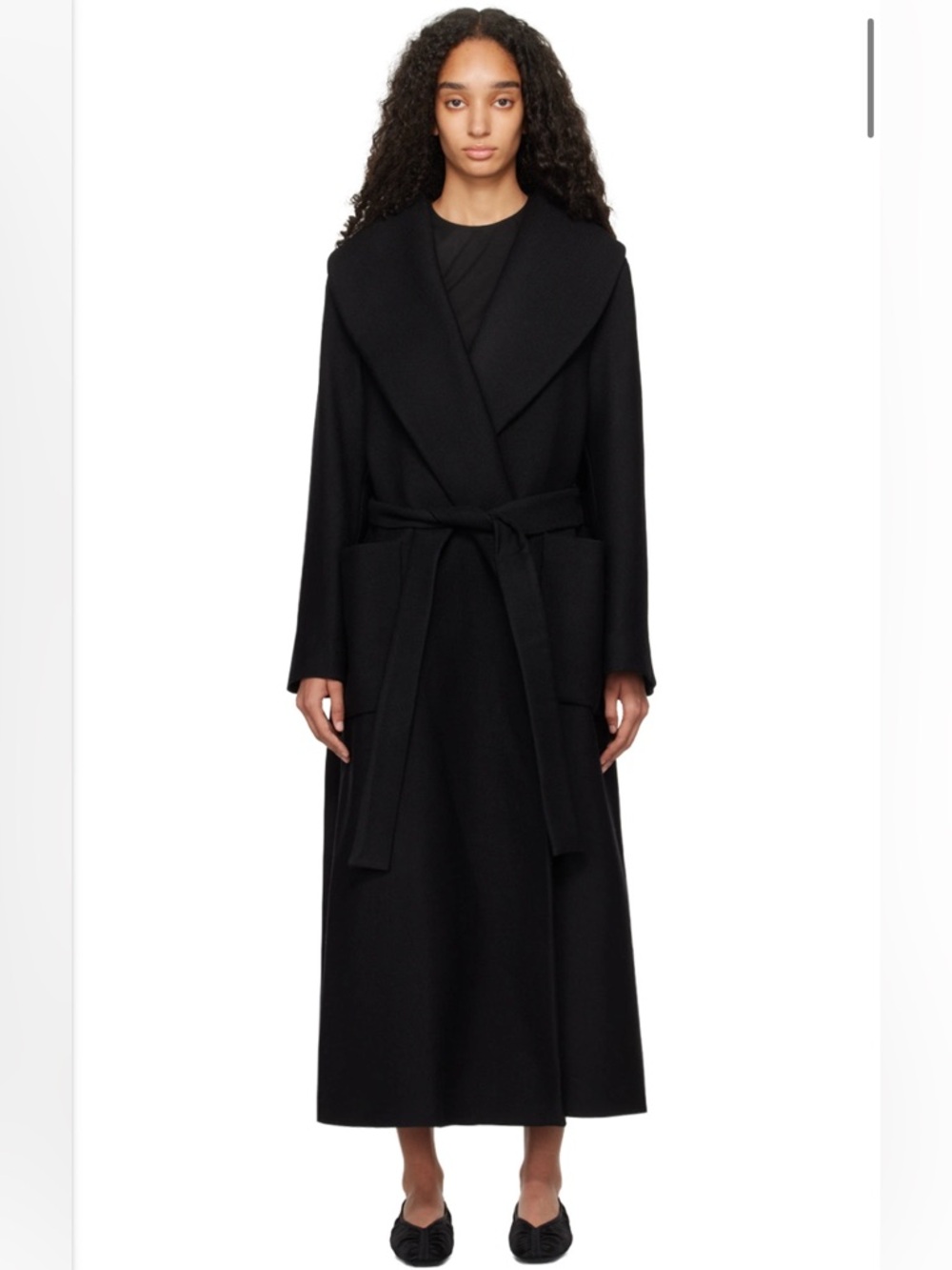 Røhe Black Long Belted Wool Coat